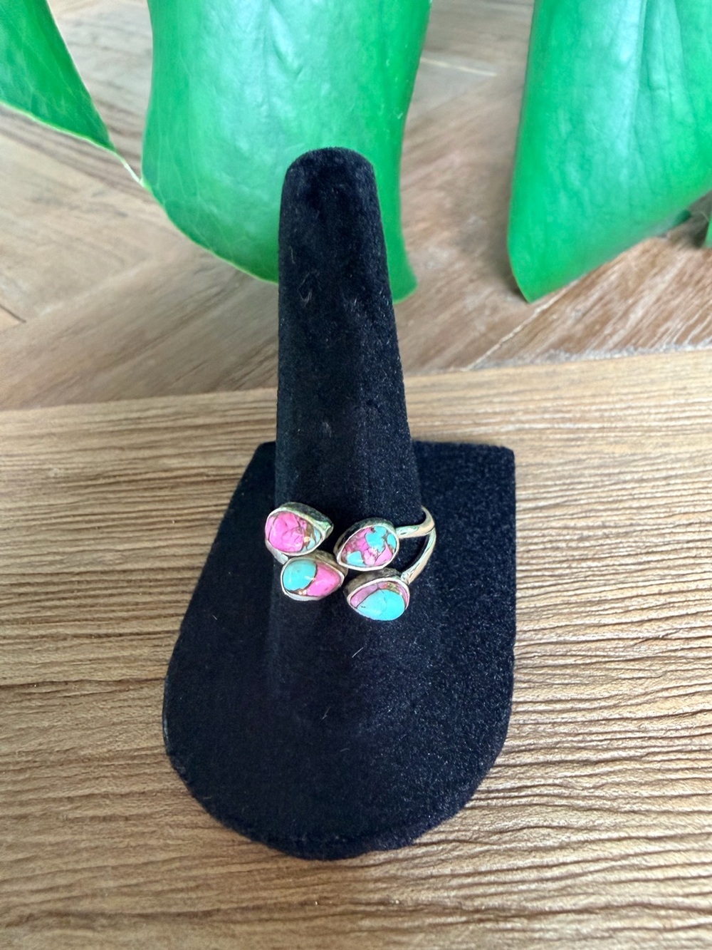 Cotton Candy Dahlia Turquoise Silver Ring | Size 8 | 925 Sterling Silver New